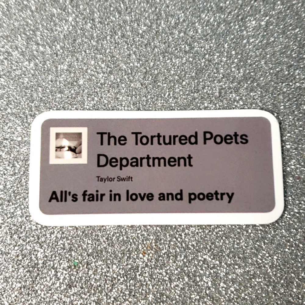 10/$10 Taylor Swift Waterproof Sticker Tortured Poets Department